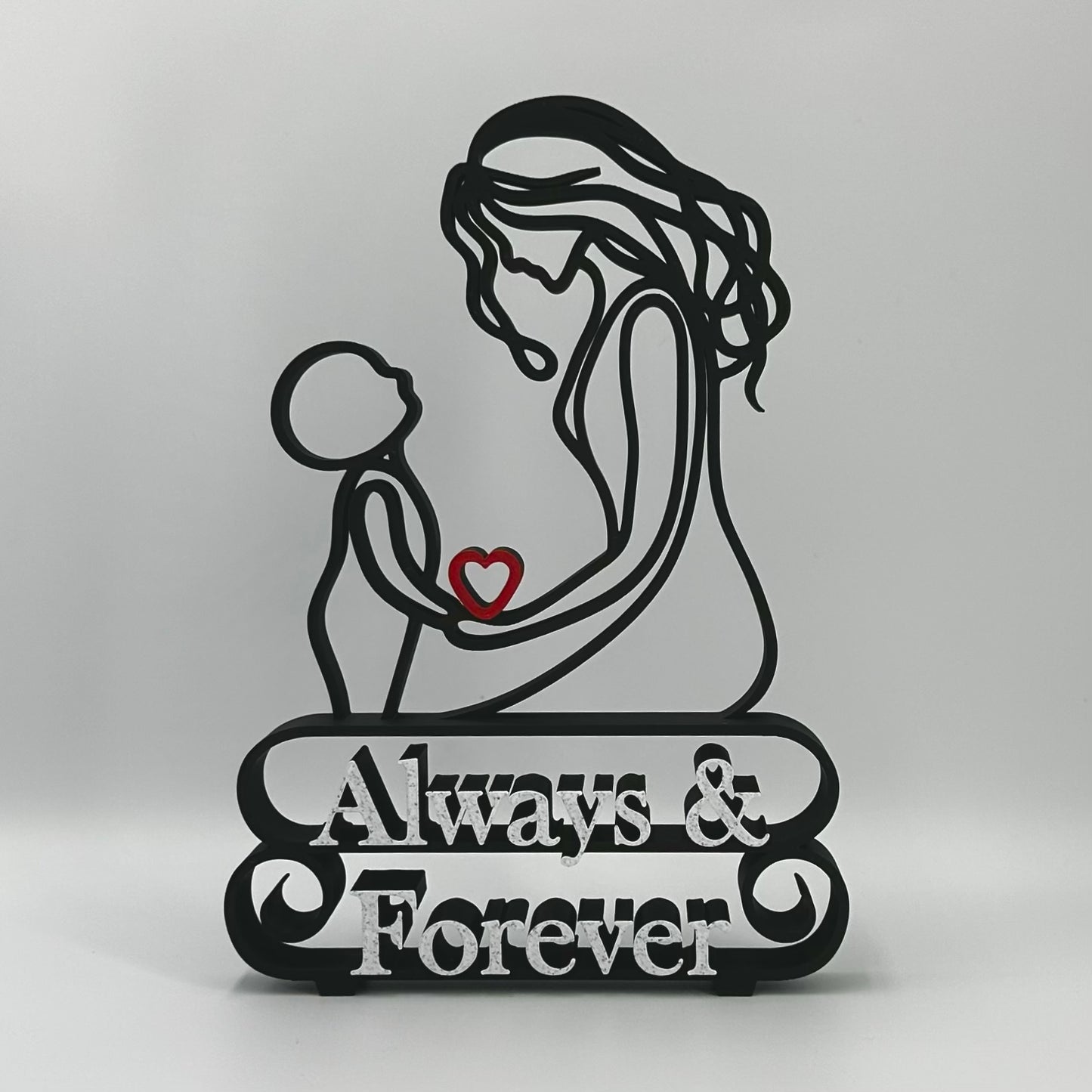 Mother & Child Line Art Sculpture - Personalised Gift for Mum