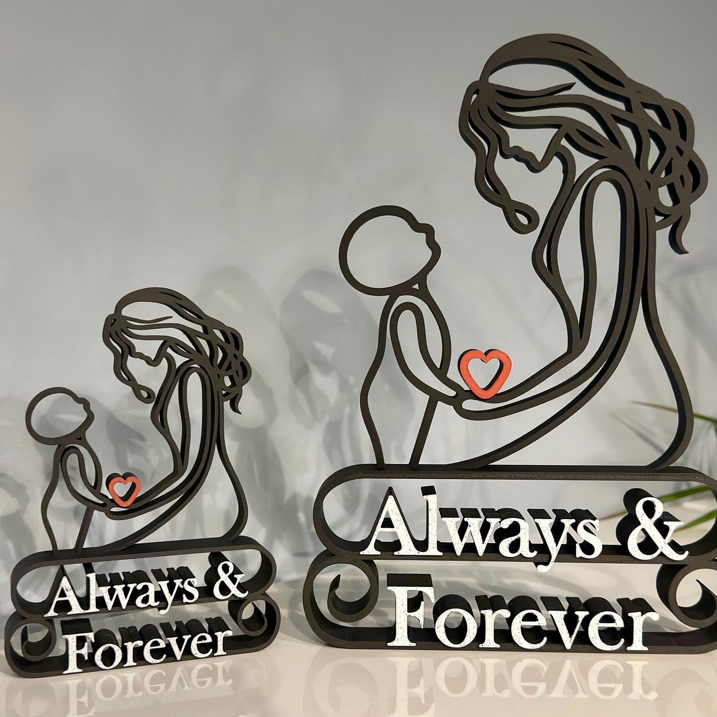 Mother & Child Line Art Sculpture - Personalised Gift for Mum