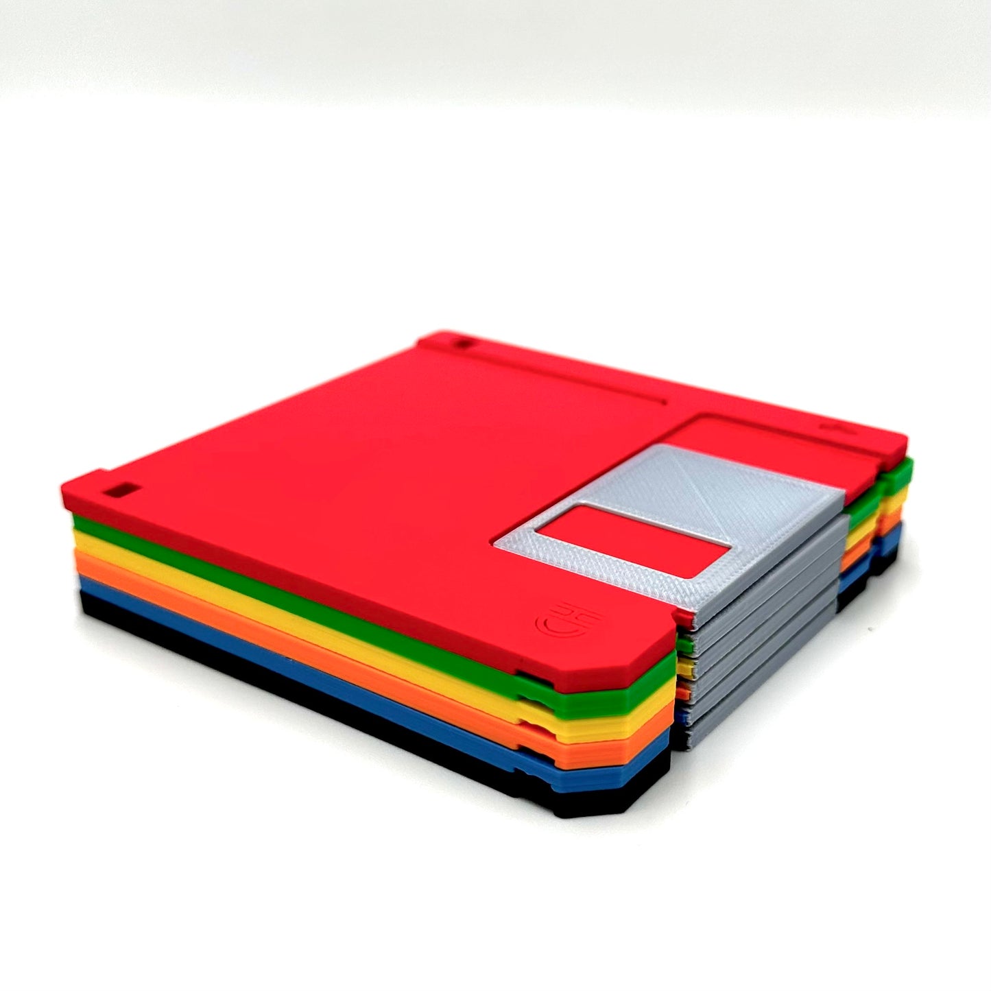 Retro Floppy Disk Coasters Set – 3D Printed, Life-Sized, Realistic or Flat top, Eco-Friendly PLA, Mixed Colours, Geeky Desk Decor, Nerdy Gift