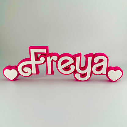 Custom Pink Doll-Princess Nameplate - White on Pink Name Sign
