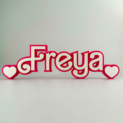 Custom Pink Doll-Princess Nameplate - White on Pink Name Sign