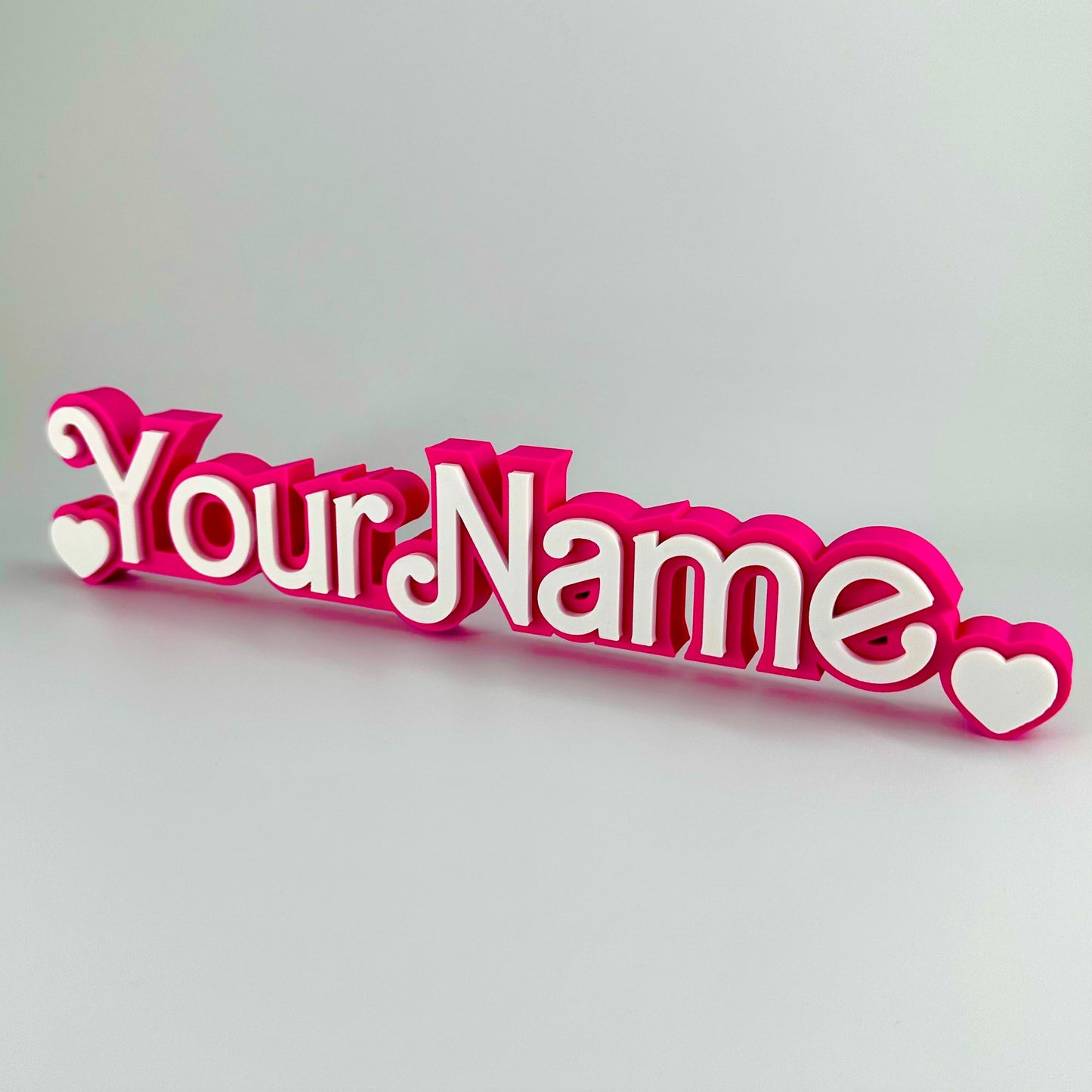 Custom Pink Doll-Princess Nameplate - White on Pink Name Sign