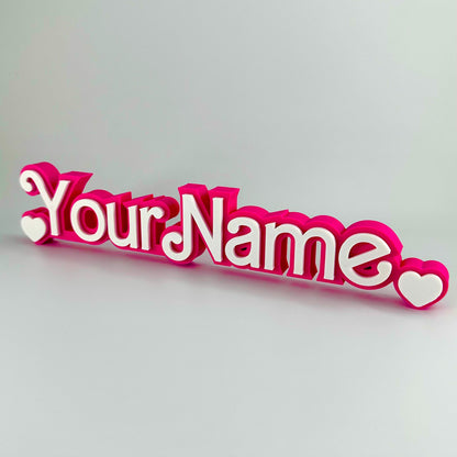 Custom Pink Doll-Princess Nameplate - White on Pink Name Sign