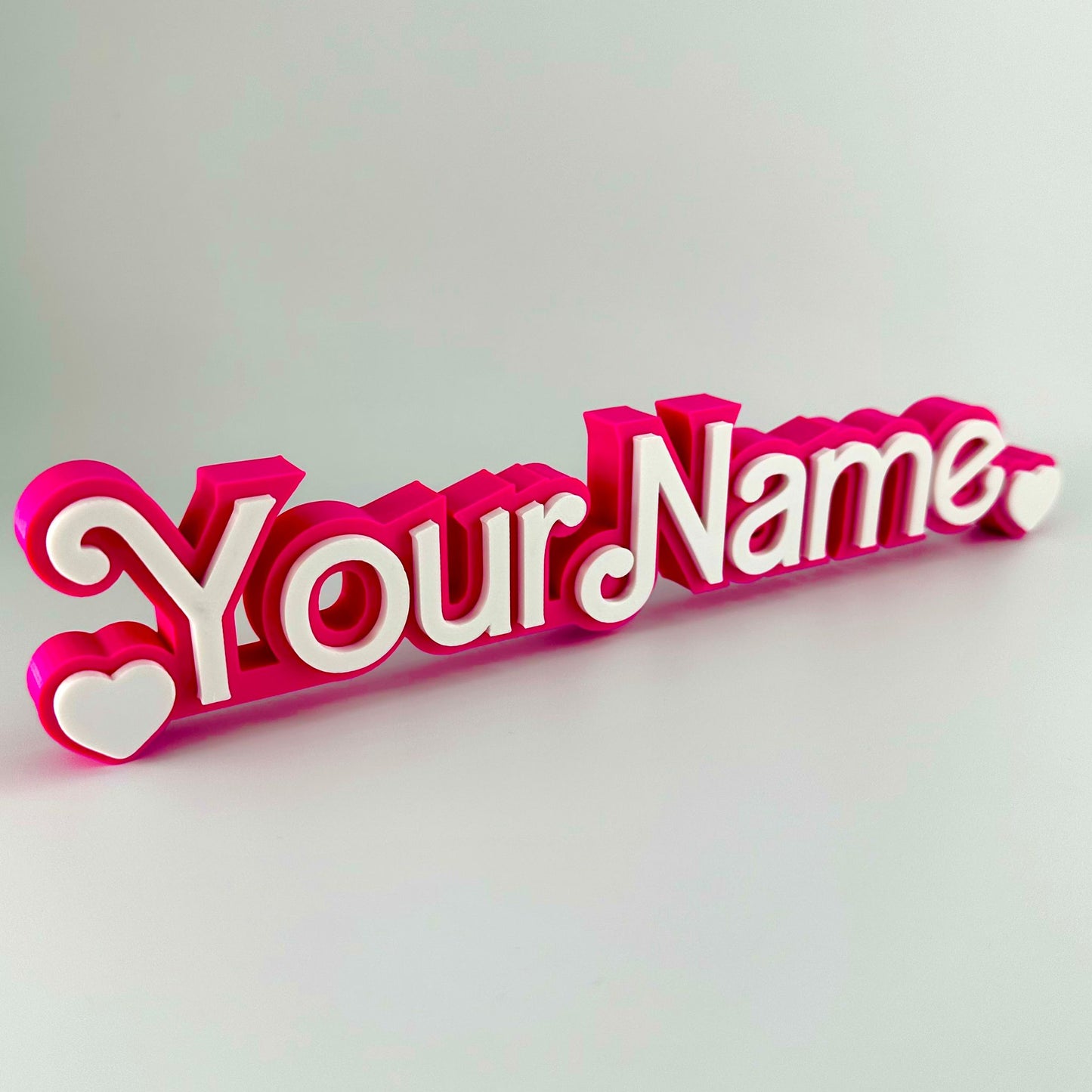Custom Pink Doll-Princess Nameplate - White on Pink Name Sign