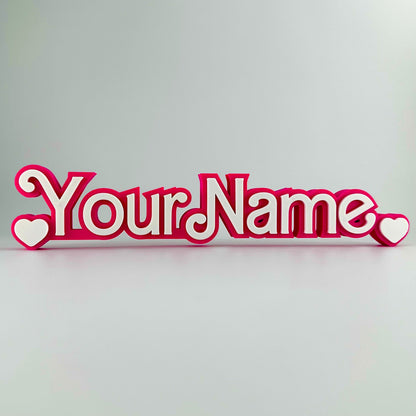 Custom Pink Doll-Princess Nameplate - White on Pink Name Sign