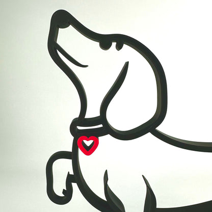 Custom Sausage Dog Line Art Sculpture - Personalised Dachshund Name Sign - Modern Dog Memorial Gift