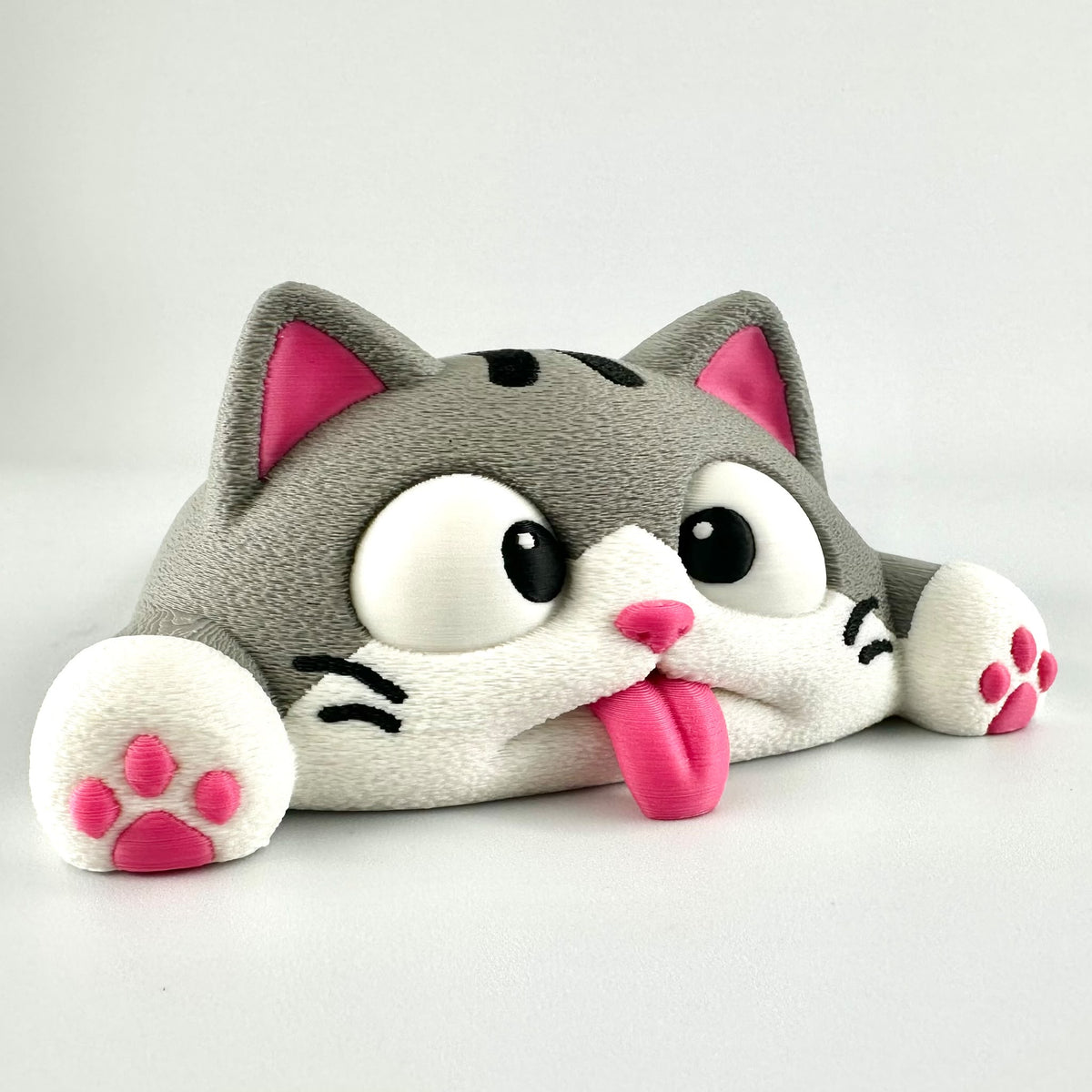 Funny Squashed Cat Door Stop - Cute Grey Cat Doorstop Wedge