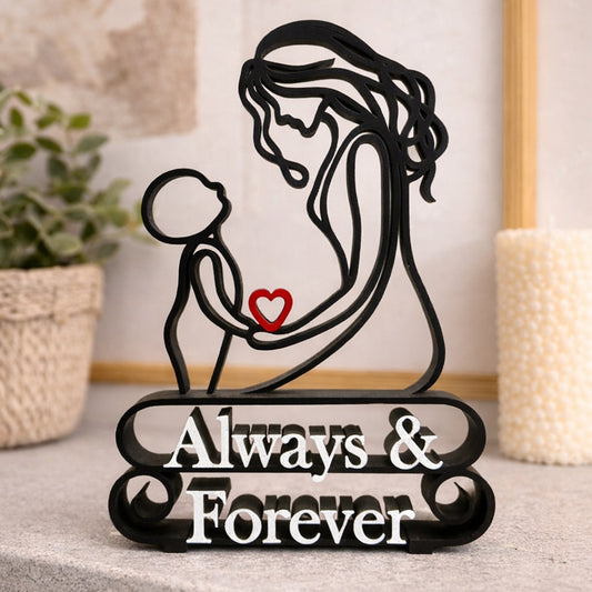 Mother & Child Line Art Sculpture - Personalised Gift for Mum