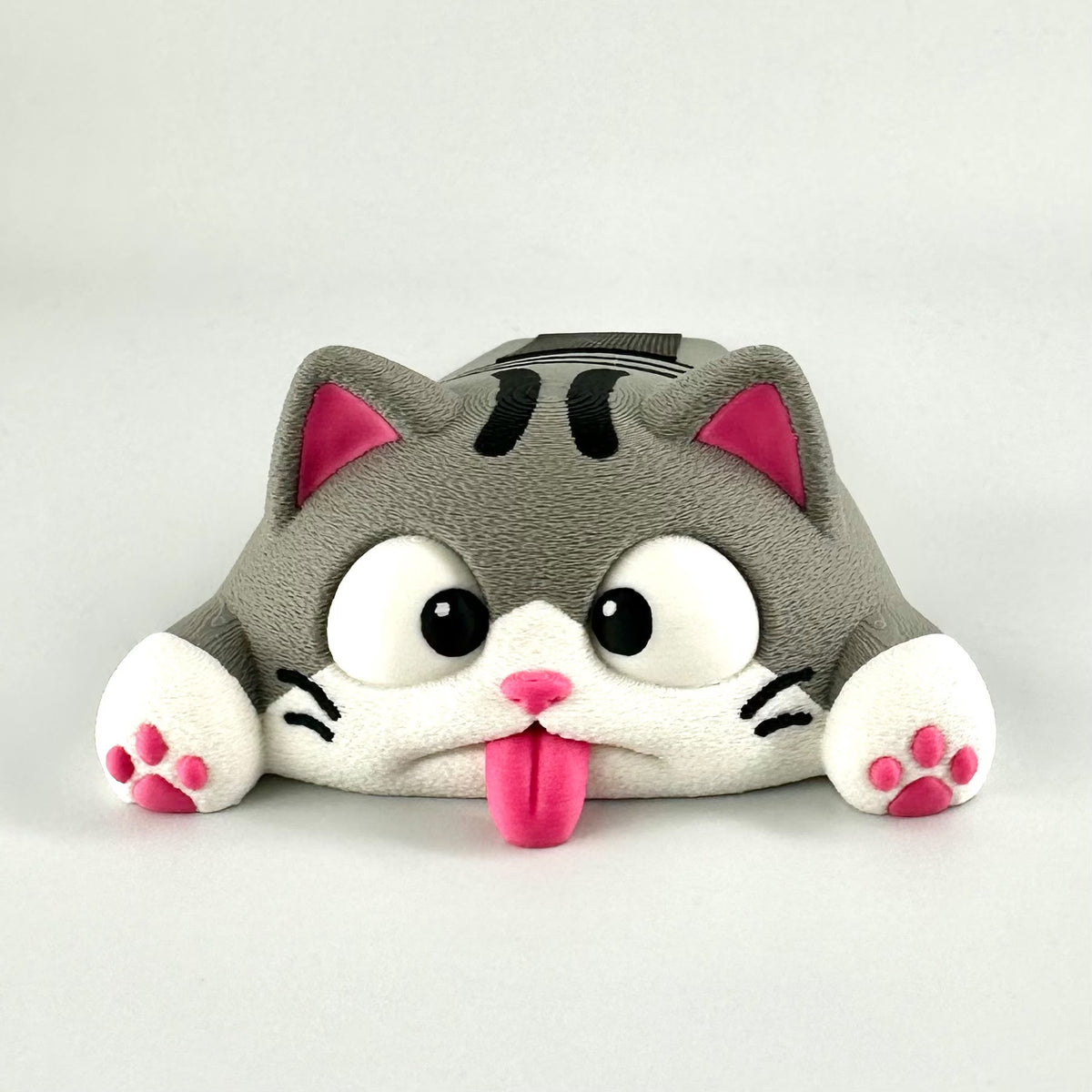 Funny Squashed Cat Door Stop - Cute Grey Cat Doorstop Wedge