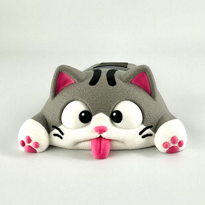 Funny Squashed Cat Door Stop - Cute Grey Cat Doorstop Wedge