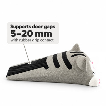 Funny Squashed Cat Door Stop - Cute Grey Cat Doorstop Wedge