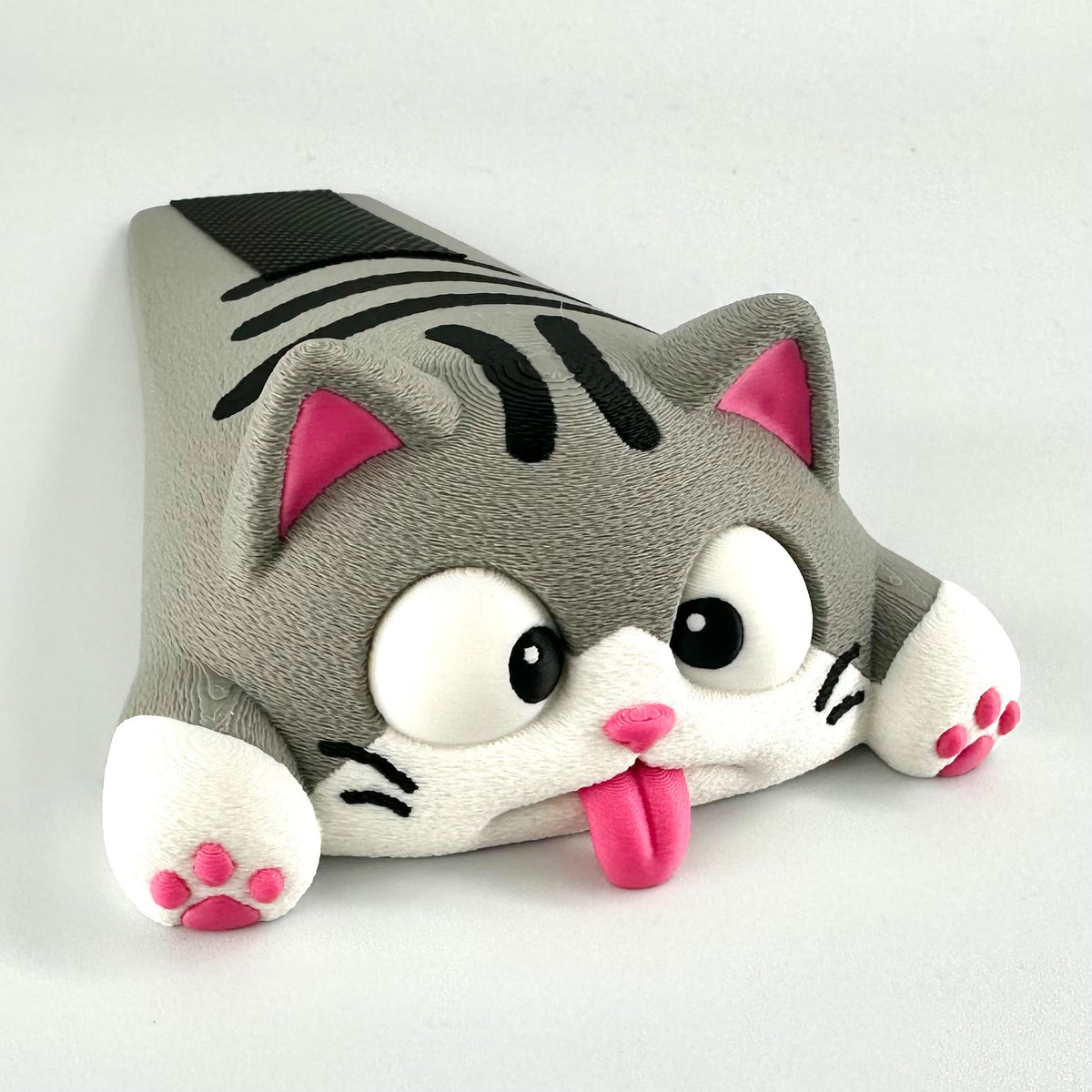 Funny Squashed Cat Door Stop - Cute Grey Cat Doorstop Wedge