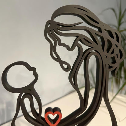 Mother & Child Line Art Sculpture - Personalised Gift for Mum