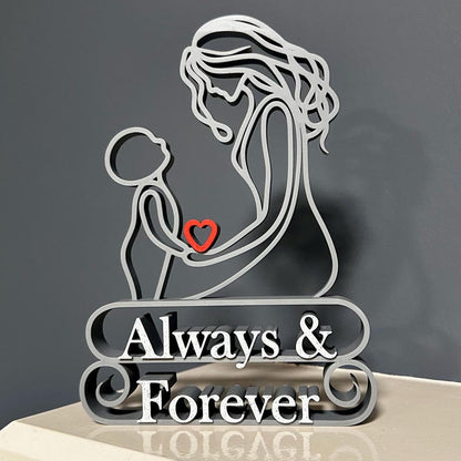 Mother & Child Line Art Sculpture - Personalised Gift for Mum