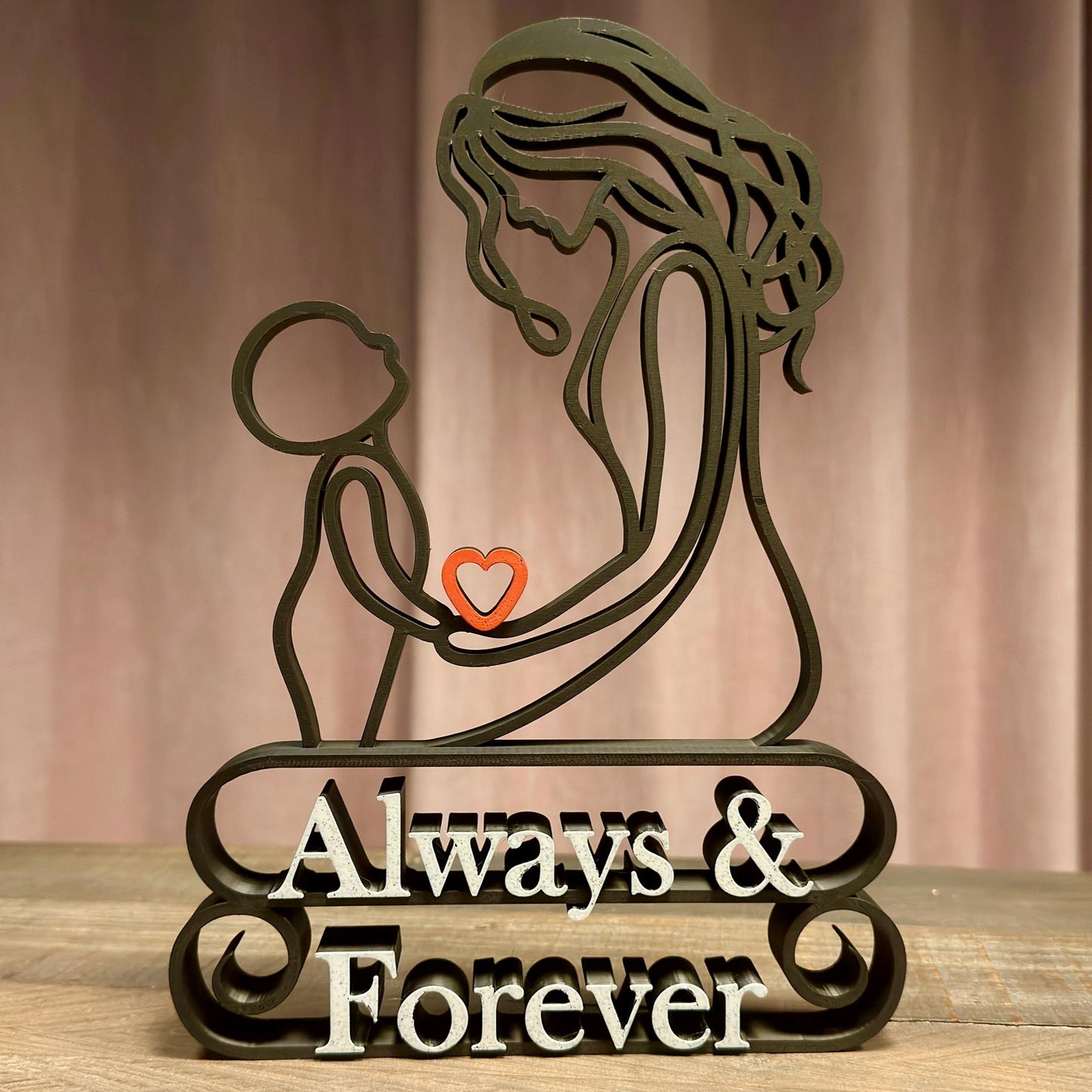 Mother & Child Line Art Sculpture - Personalised Gift for Mum