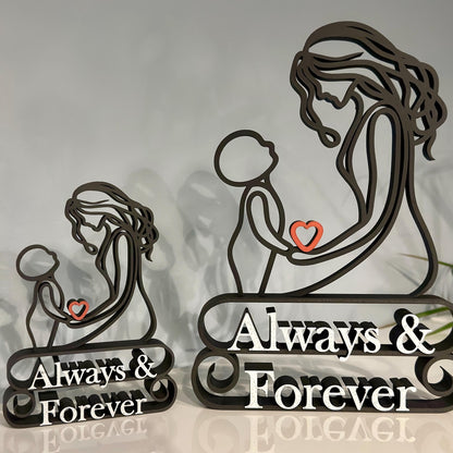 Mother & Child Line Art Sculpture - Personalised Gift for Mum