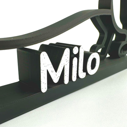 Custom Sausage Dog Line Art Sculpture - Personalised Dachshund Name Sign - Modern Dog Memorial Gift