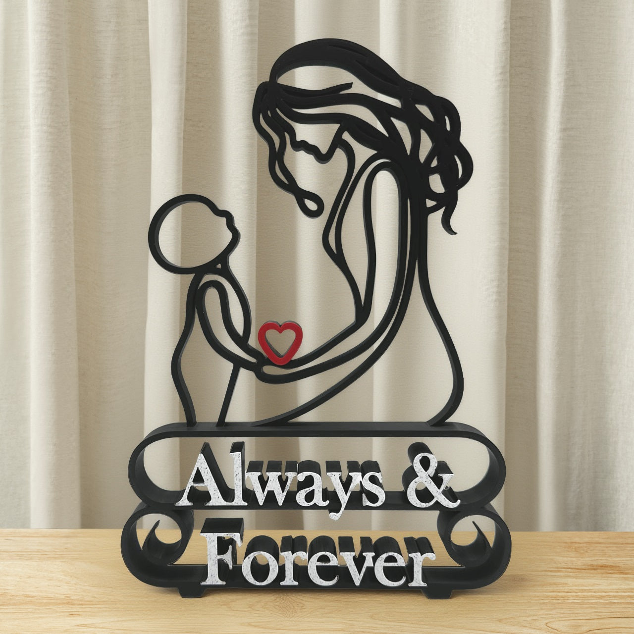 Mother & Child Line Art Sculpture - Personalised Gift for Mum