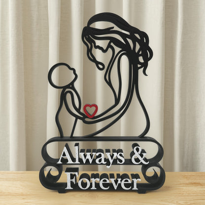 Mother & Child Line Art Sculpture - Personalised Gift for Mum